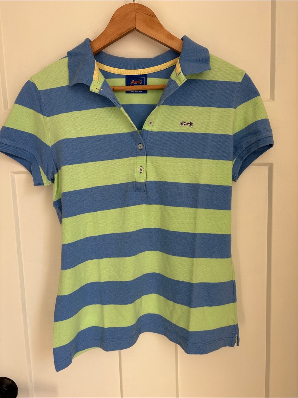 Le Tigre Striped Polo in Sky Blue & Light Green